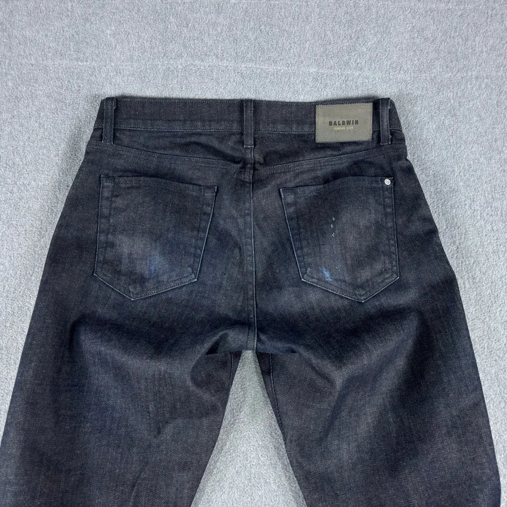 Baldwin Kansas City Brennan Modern Straight Jeans Men's 34 Dark Wash Denim USA